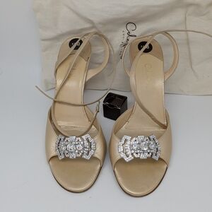 Cole Haan Gold Heels with Swaroski Crystal Embellishments